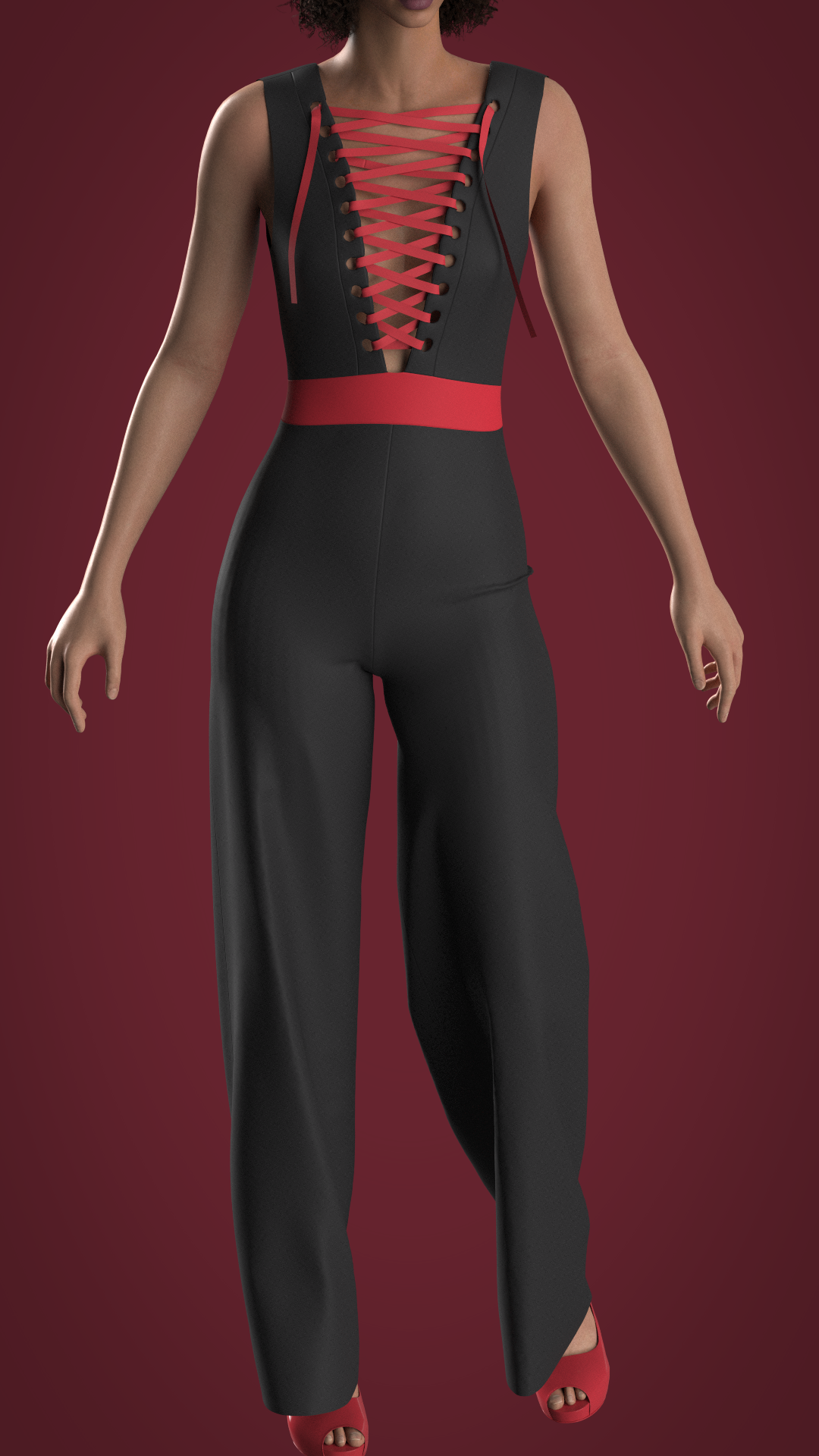 Red/Black Lace Jumpsuit